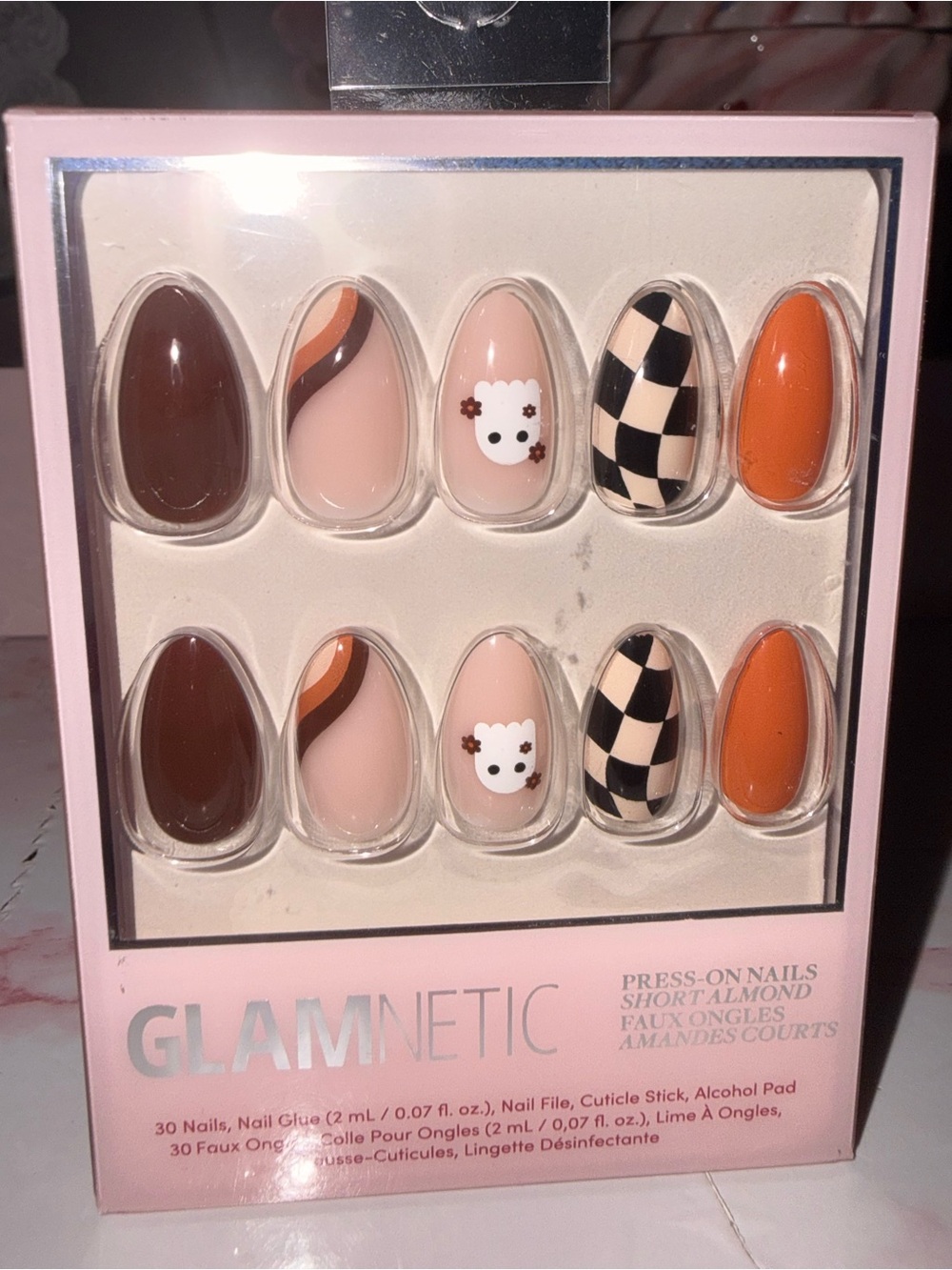 Glamnetic “Fall Boo” Press-On Nails Set in Brown, Peach & Orange